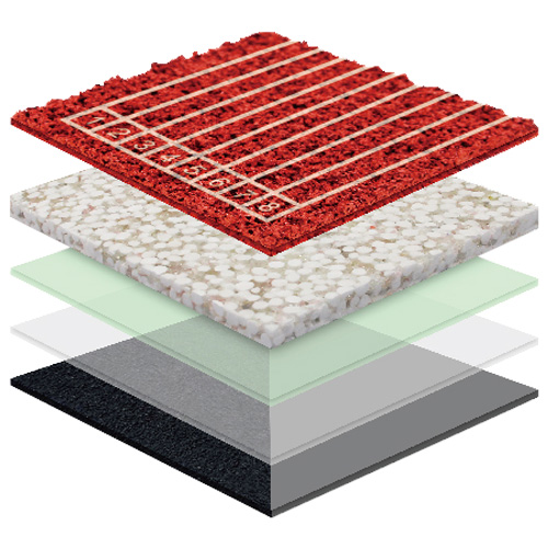 东莞无缝预制型塑胶跑道渗水TPR喷面